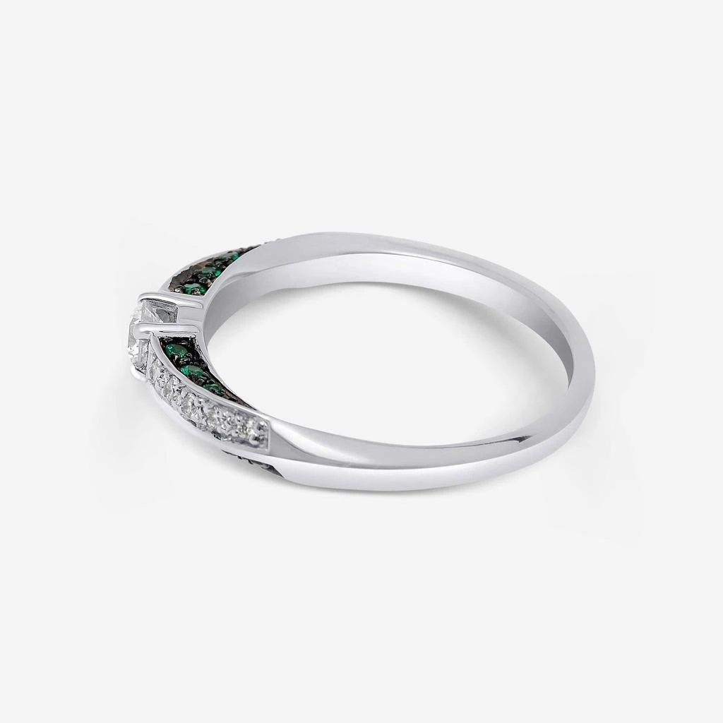 Bliss Bliss By Damiani 18K White Gold, Diamond and Emerald Band Ring Sz 7 20067091 2