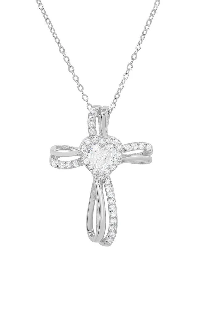 Queen Jewels Sterling Silver CZ Heart Cross Pendant Necklace