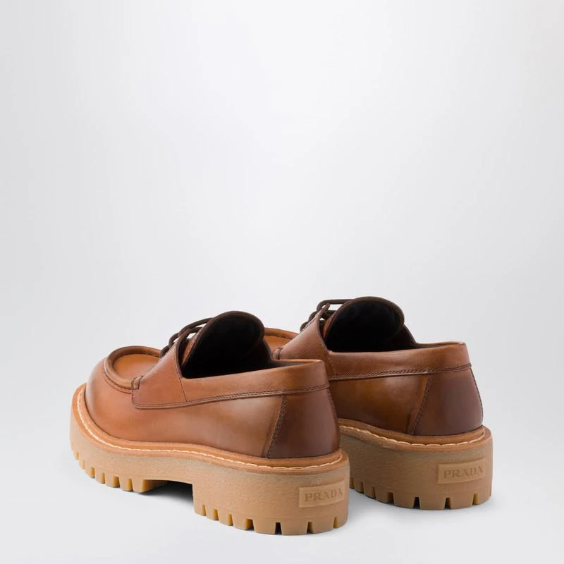 Prada Laced moccasins in cognac leather 4