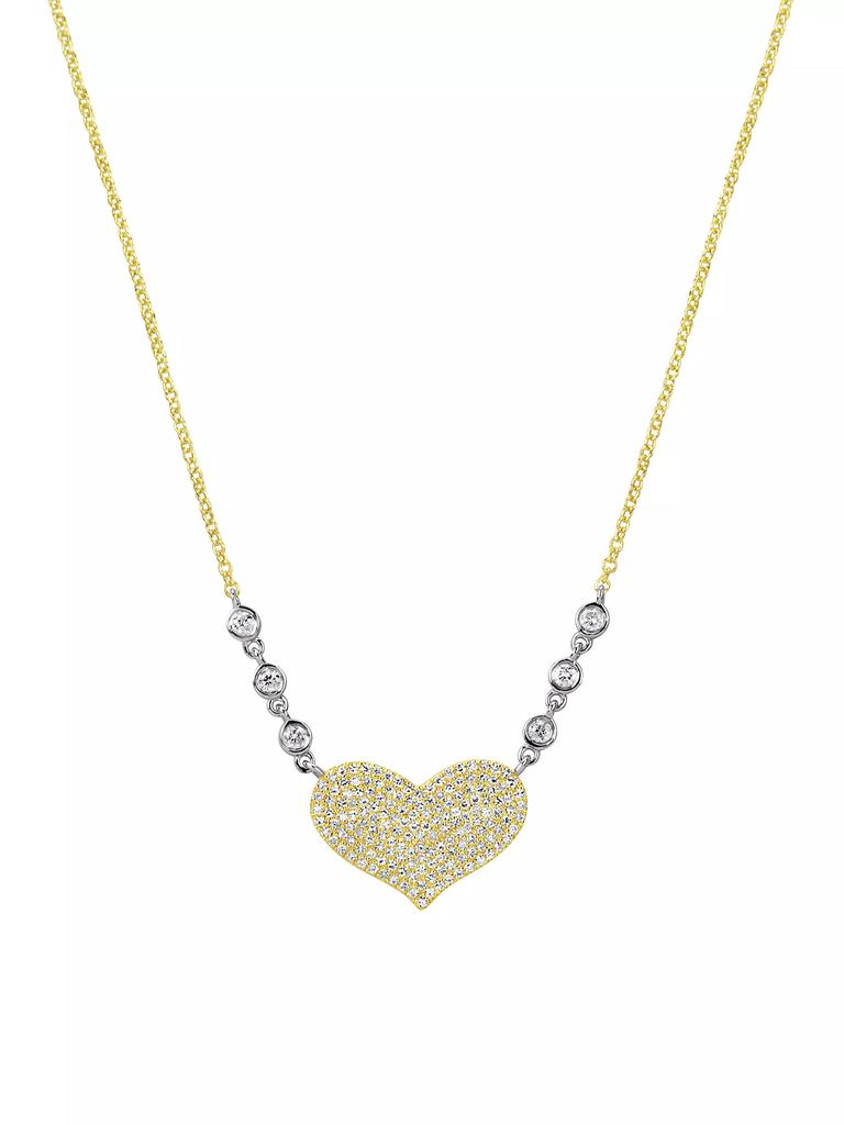 Meira T Two-Tone 14K Gold & 0.42 TCW Diamond Heart Necklace