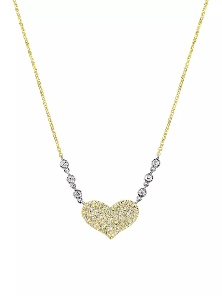 Meira T Two-Tone 14K Gold & 0.42 TCW Diamond Heart Necklace 1