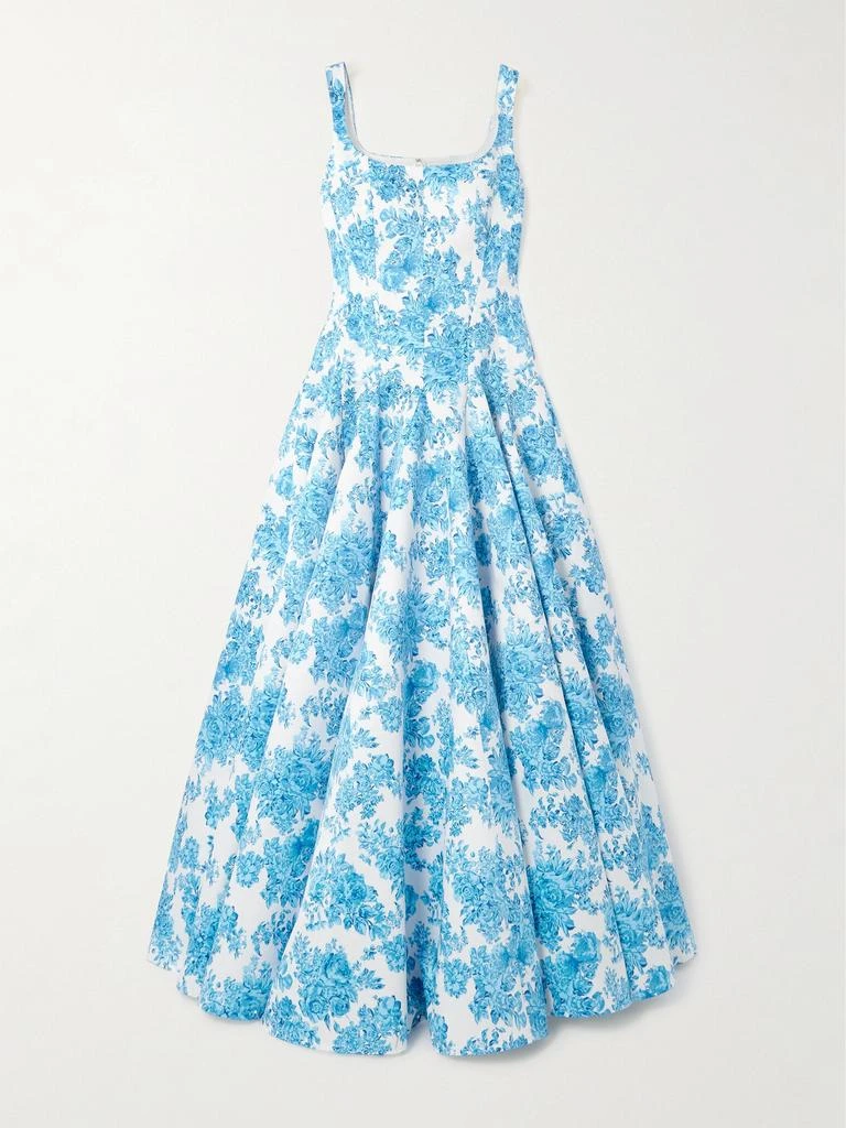 emilia wickstead dress blue Painted Gingham Blue Rubie Midi Dress