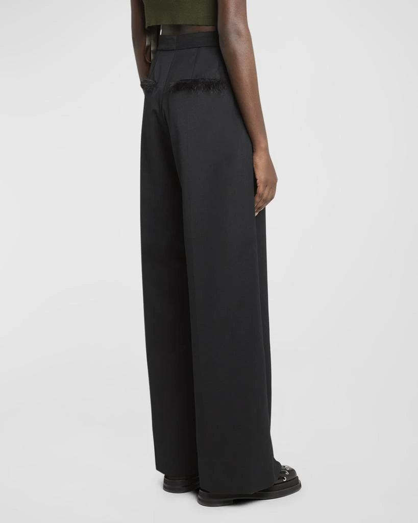 Simone Rocha Faux-Fur Trim Pleated Wide-Leg Trousers 5