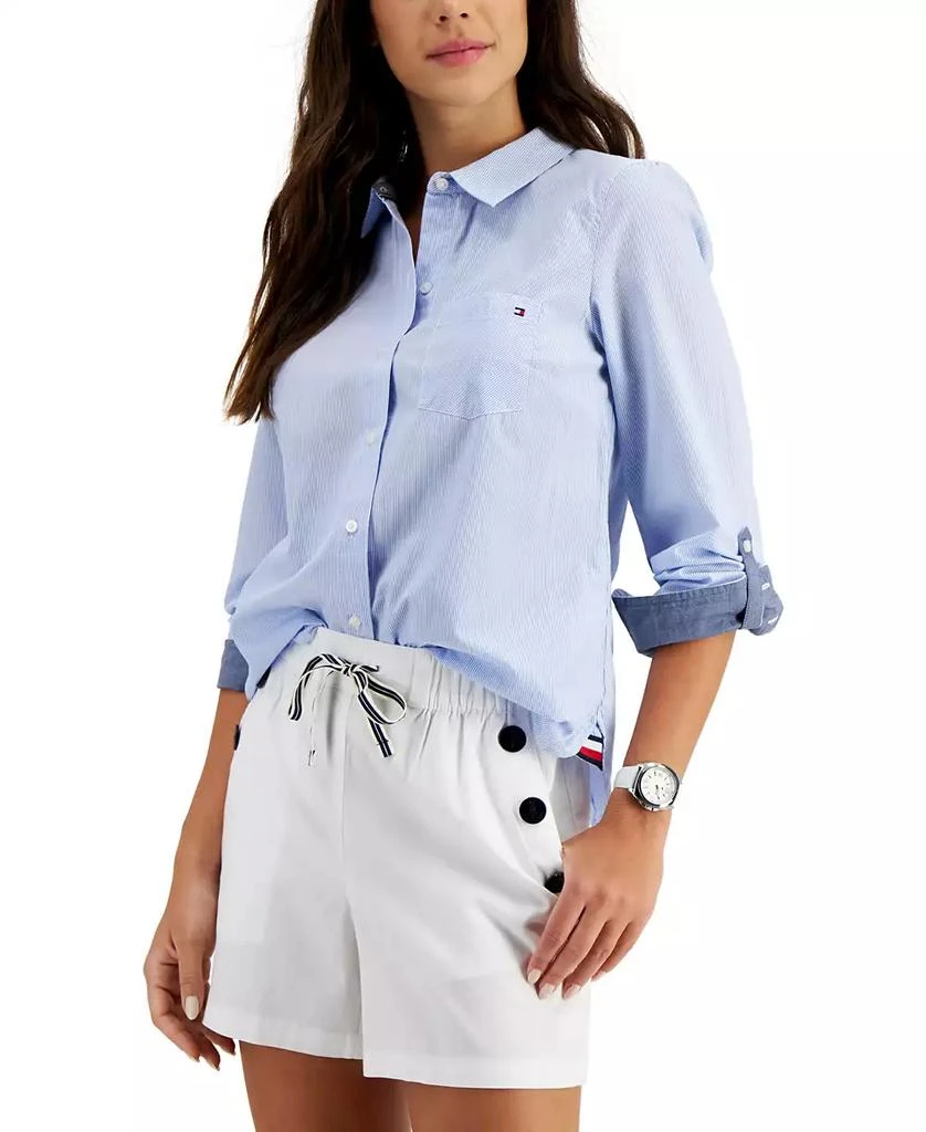 Tommy Hilfiger Women's Cotton Pinstripe Button-Down Shirt 1