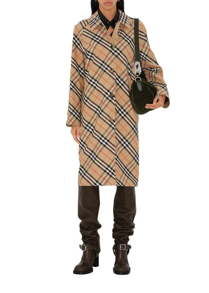BURBERRY｜COATS ( Reversible Long Gabardine Car Coat (80 Reversible Check Gabardine Car Coat in Archive beige