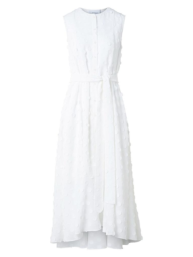 Akris Polka Dot Appliqué Georgette Midi-Dress