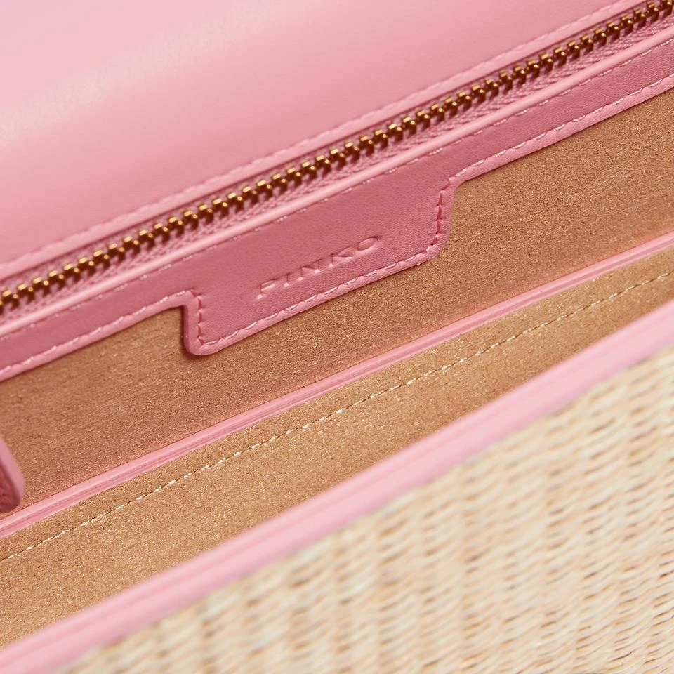 PINKO Pinko Love One Raffia and Faux Leather Bag 4