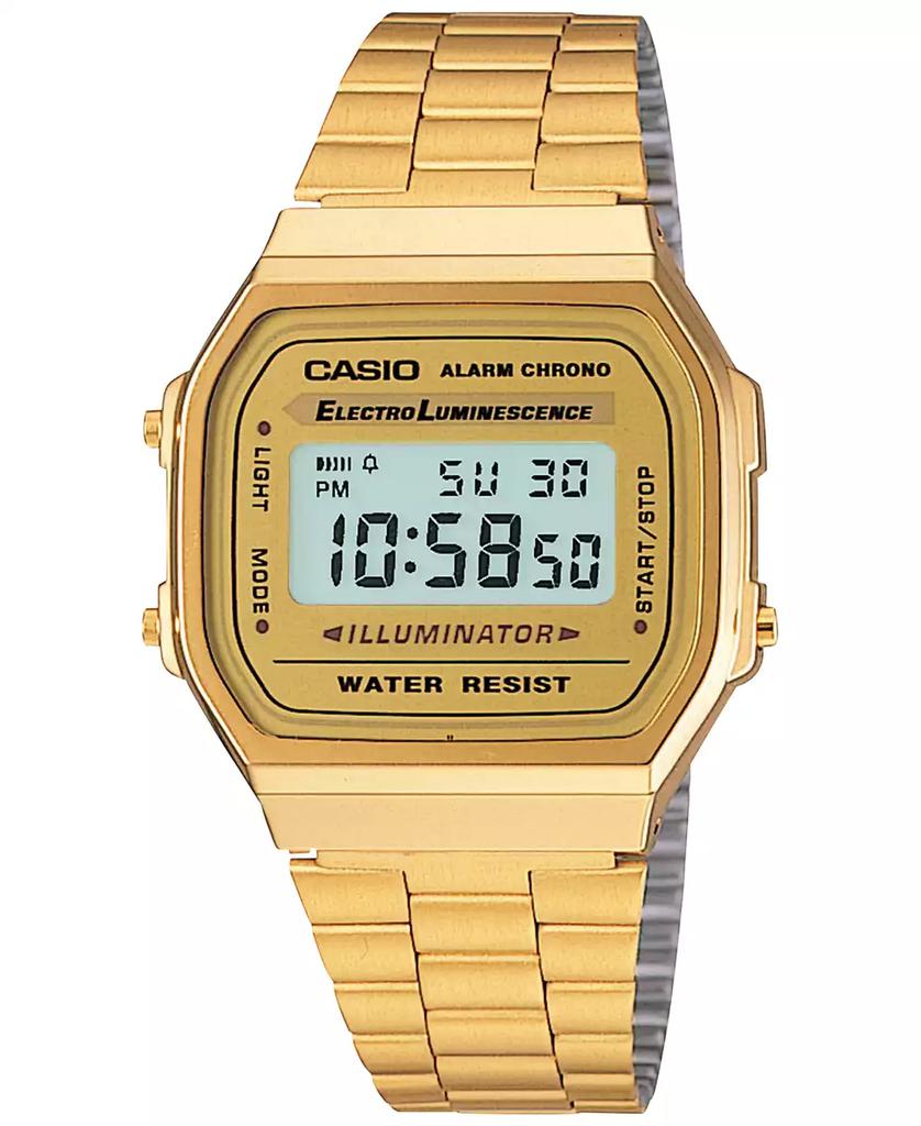 Casio Men's Digital Vintage Gold-Tone Stainless Steel Bracelet Watch 39x39mm A168WG-9MV