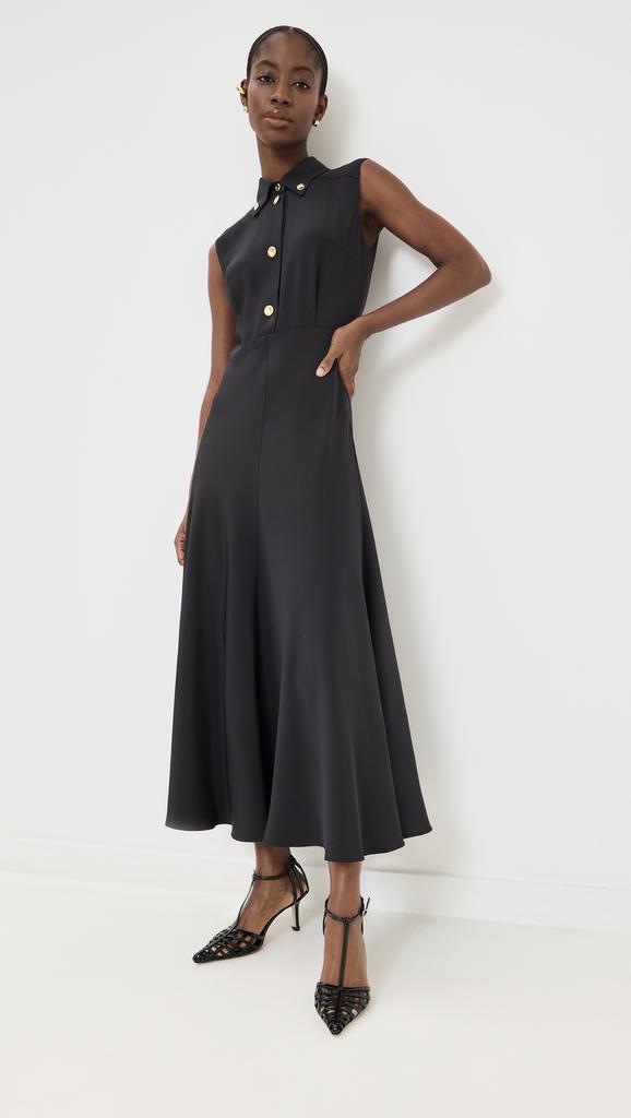 Brandon Maxwell Sleeveless Relaxed Fit Shirtdress with Quarter Placket