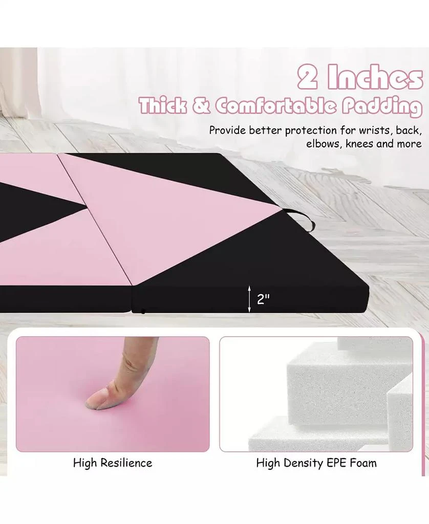 VEBREDA 8 Feet PU Leather Folding Gymnastics Mat with Hook and Loop Fasteners 2