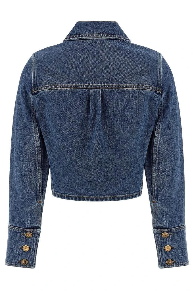 Balmain Balmain Cropped Faded Denim Jacket 2