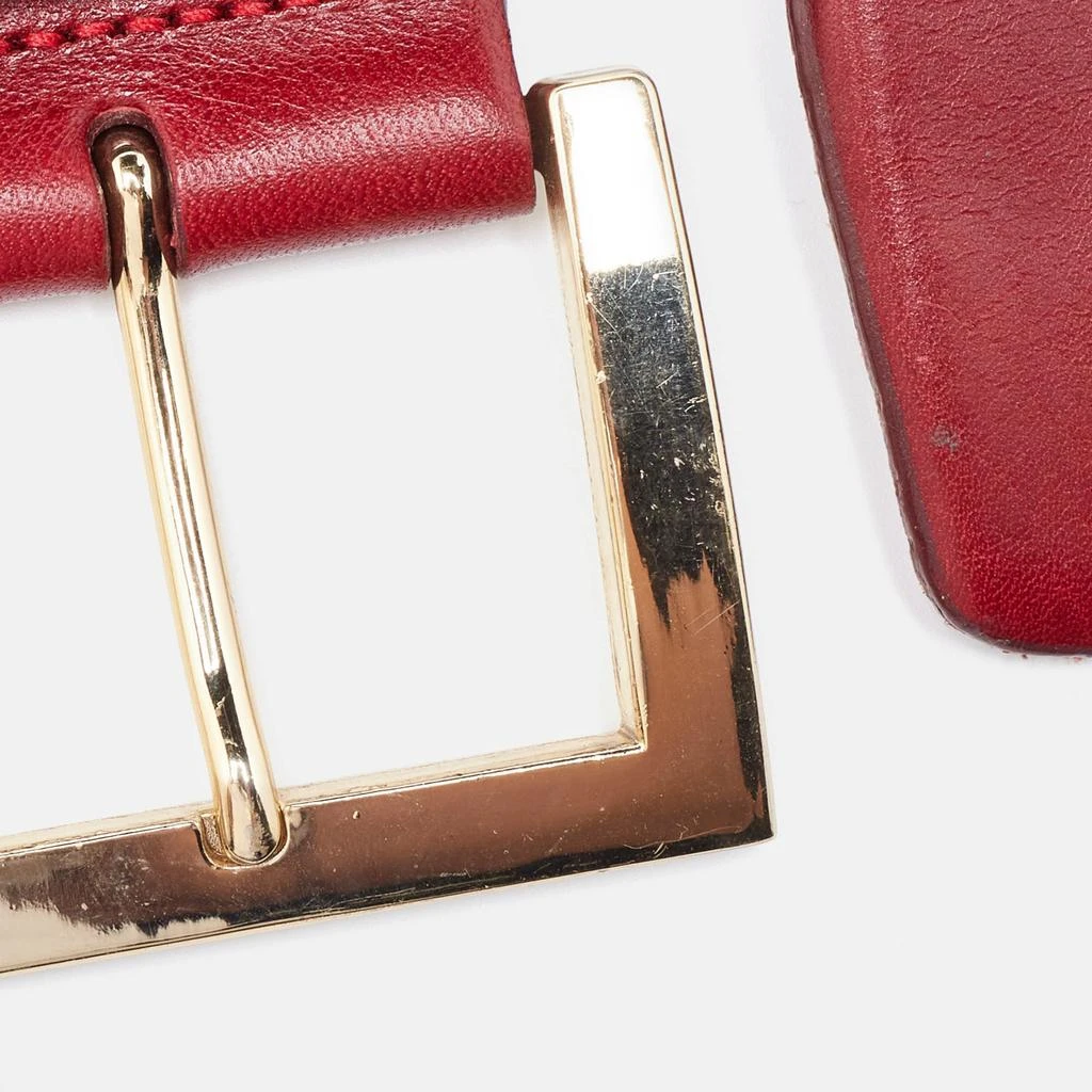 Oscar de la Renta Oscar de la Renta Red Leather Waist Belt Medium 4