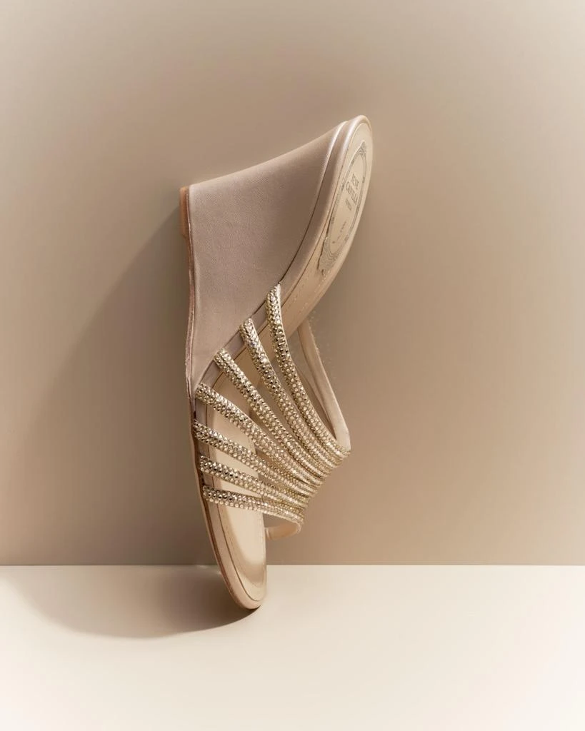 Rene Caovilla Satin Crystal-Embellished Strappy Wedge Slides 4