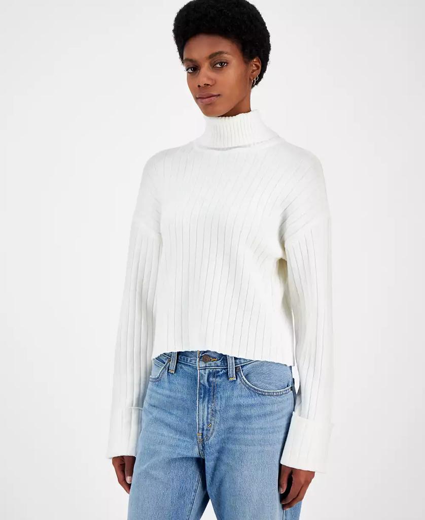 Ultra Flirt Juniors' Ribbed Cuffed Sleeve Turtleneck Sweater