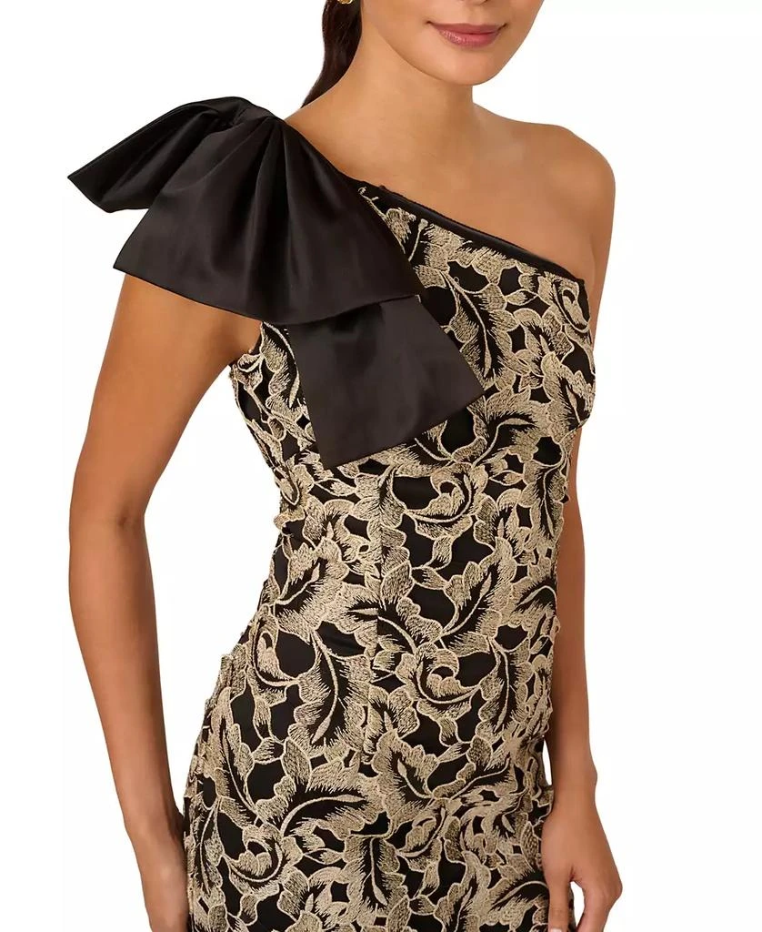 Adrianna Papell Women's Metallic Leaf Lace Sheath Dress 3