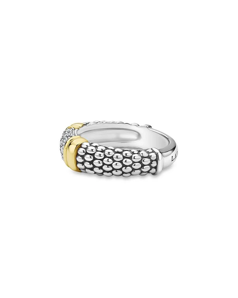 LAGOS Two Tone Signature Caviar Diamond Ring, 0.266 tcw 3