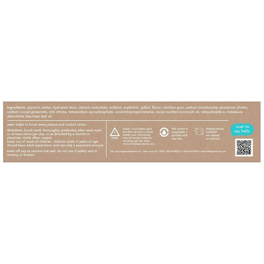 Hello Fluoride Free Toothpaste, Antiplaque + Whitening Tea Tree 9