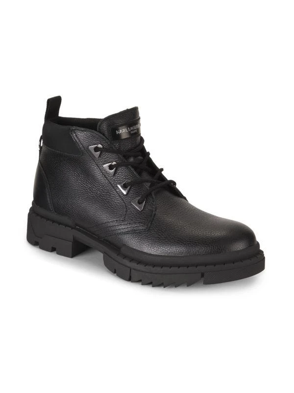 Karl Lagerfeld Paris Mens Chukka Boots Black Size 13 Leather Round Toe Lug Sole Karl Lagerfeld Boots Black – On Sale Now with Up to 52% Off  main image 2