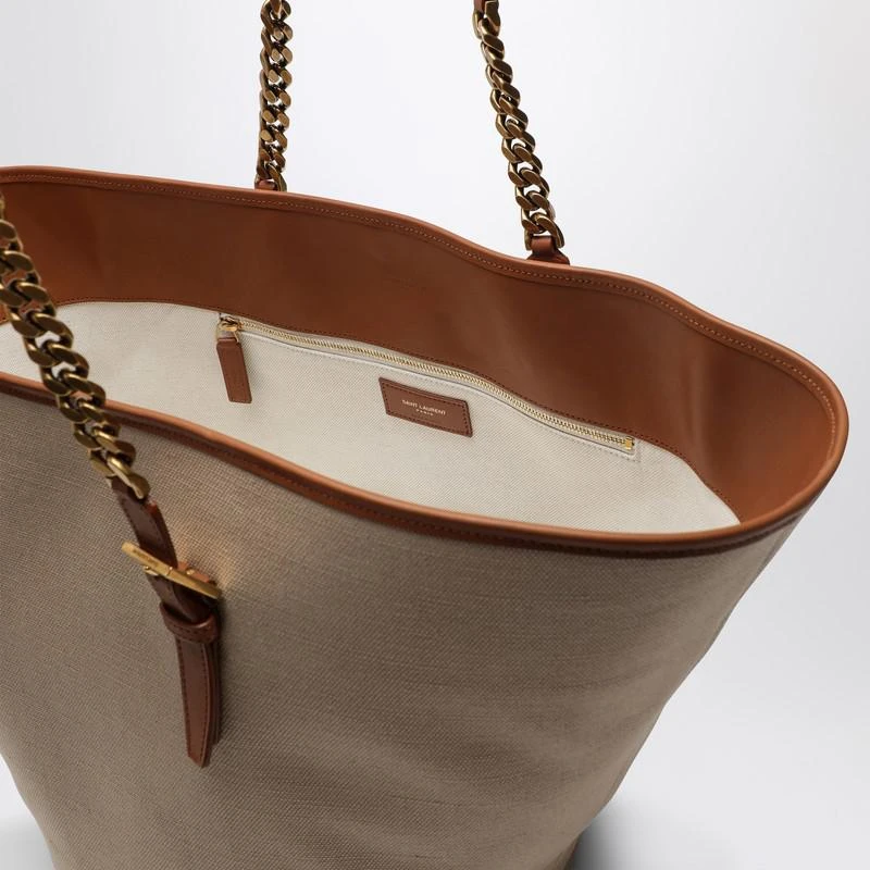 Yves Saint Laurent Desert-coloured shoulder bag in canvas and leather 5