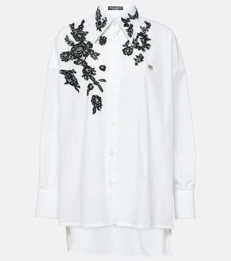 Dolce 
Gabbana Lace-appliqué cotton poplin shirt 1