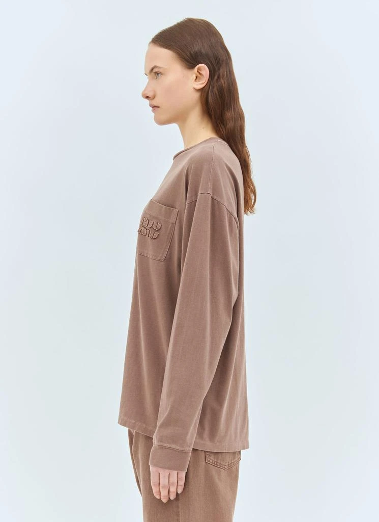 Miu Miu Long-Sleeve Logo T-Shirt 4