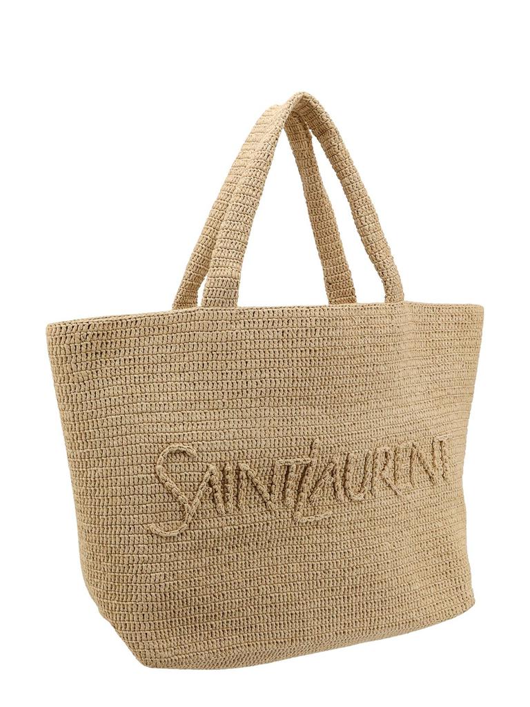 Saint Laurent Large Logo Embroidered Raffia Tote Bag – On Sale Now