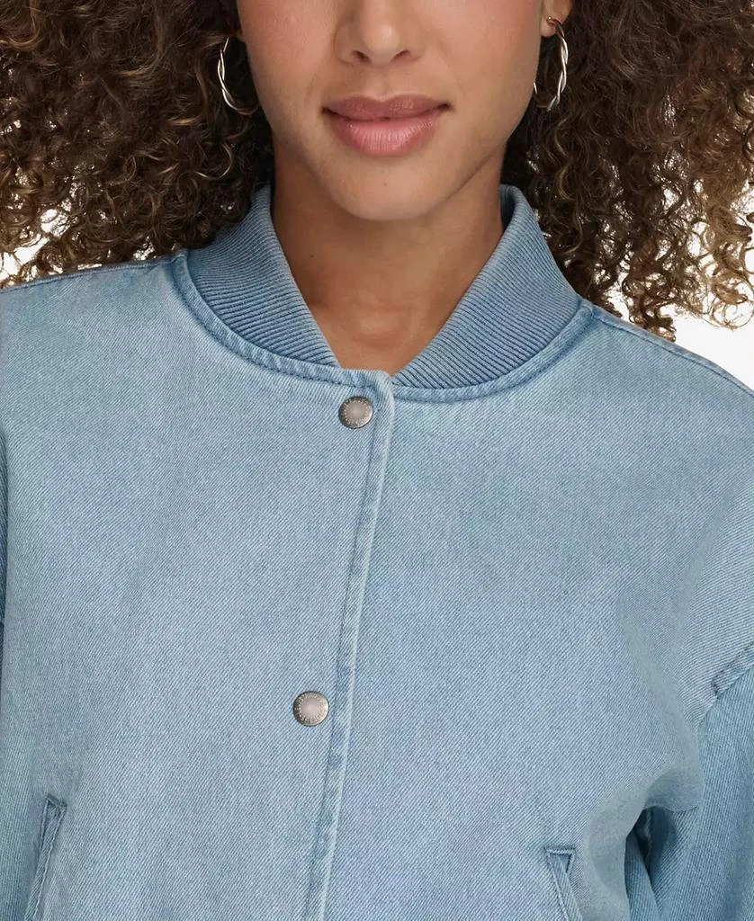 Levi's Women's Ribbed-Edge Cropped Denim Bomber Jacket 6