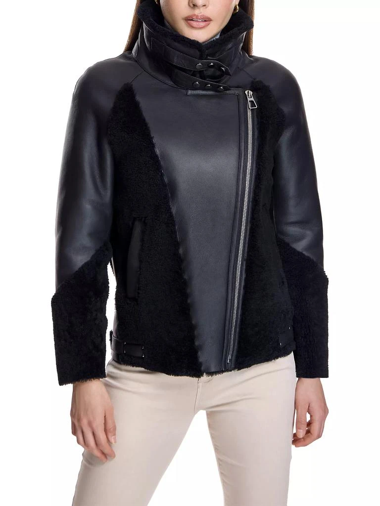 Maximilian Leather & Shearling Biker Jacket 3