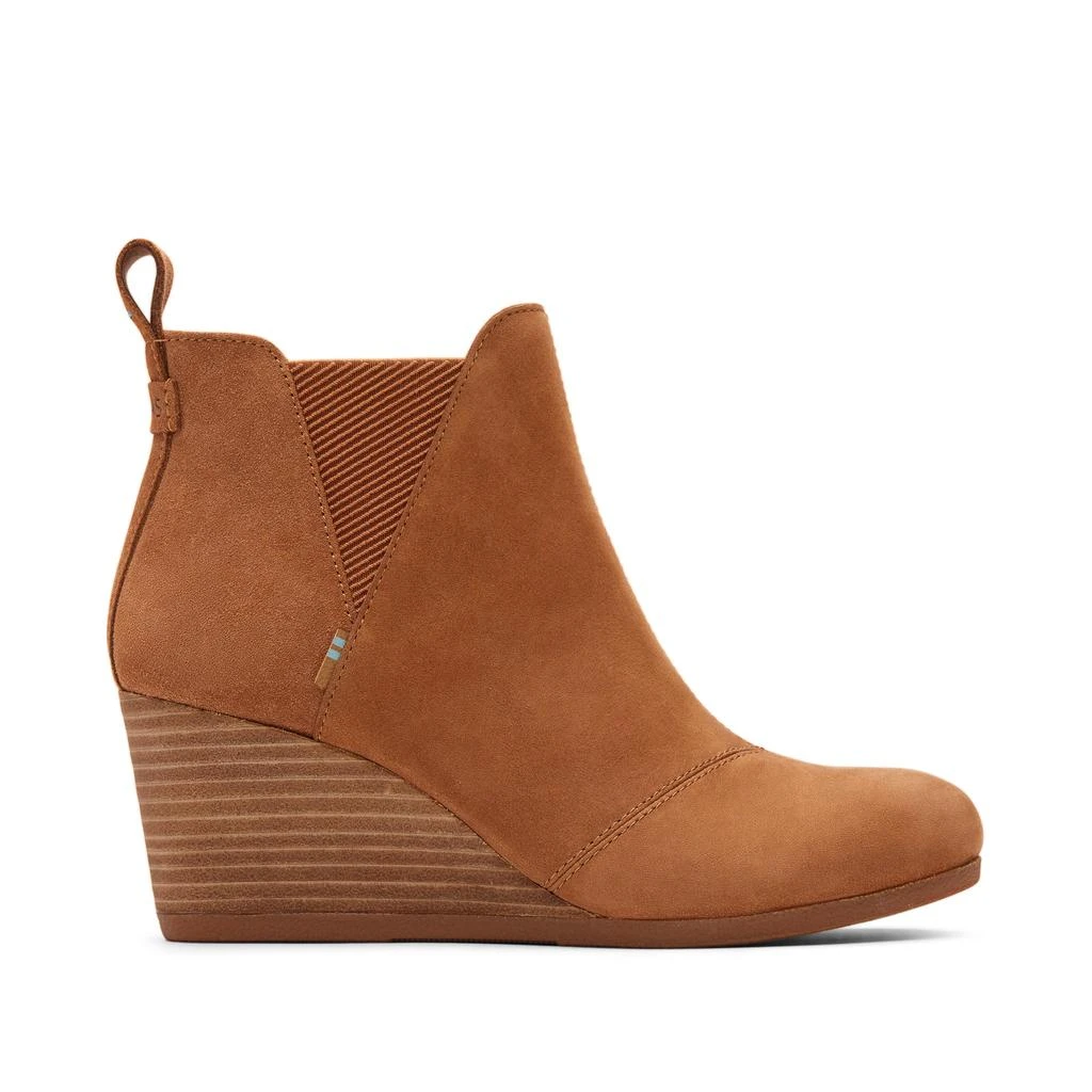 TOMS Shoes Kelsey Tan Suede Wedge Bootie 1