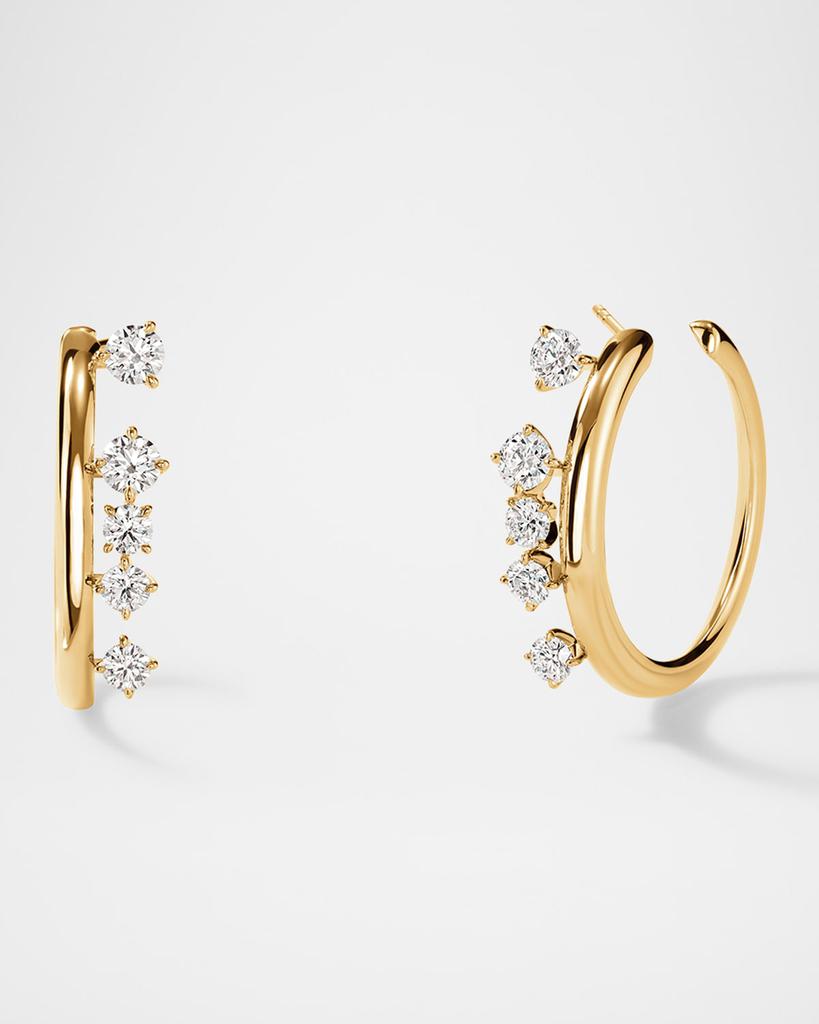 Hearts On Fire 18K Yellow Gold Barre Floating Diamond Small Hoops