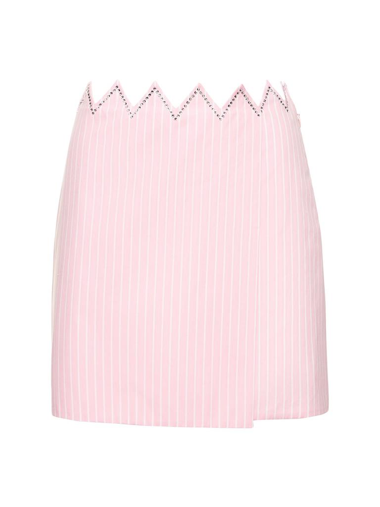 MACH & MACH Embellished Striped Cotton Mini Skirt