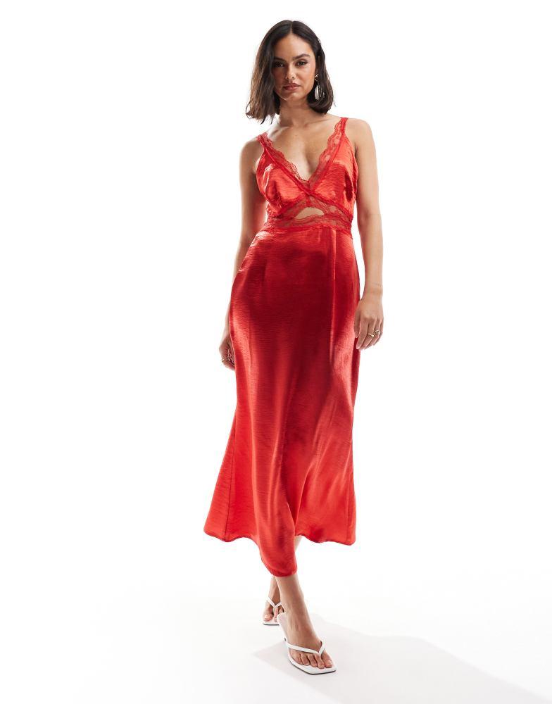 Never Fully Dressed Never Fully Dressed lace cut-out slip midaxi dress in red
