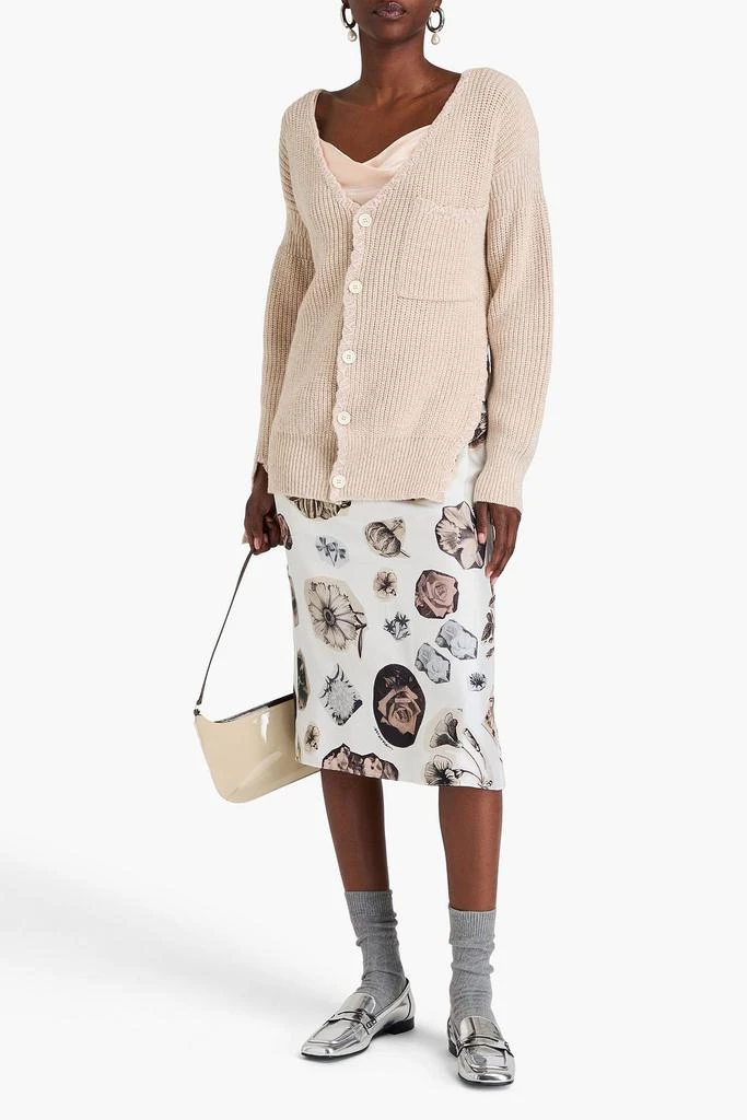 Marni Embroidered distressed ribbed wool cardigan 2