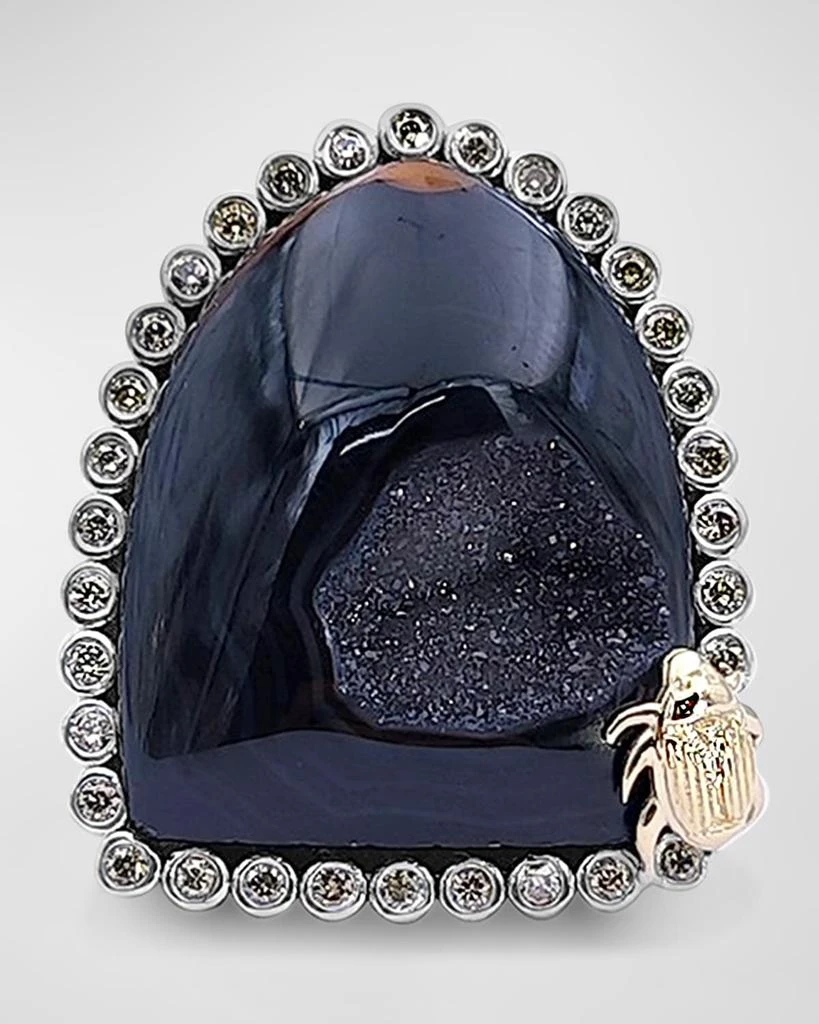 Stephen Dweck Black Druzy and Champagne Diamond Ring 1