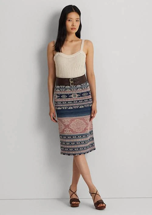Ralph Lauren Ralph Lauren Geo Motif Linen Cotton Pencil Skirt 4