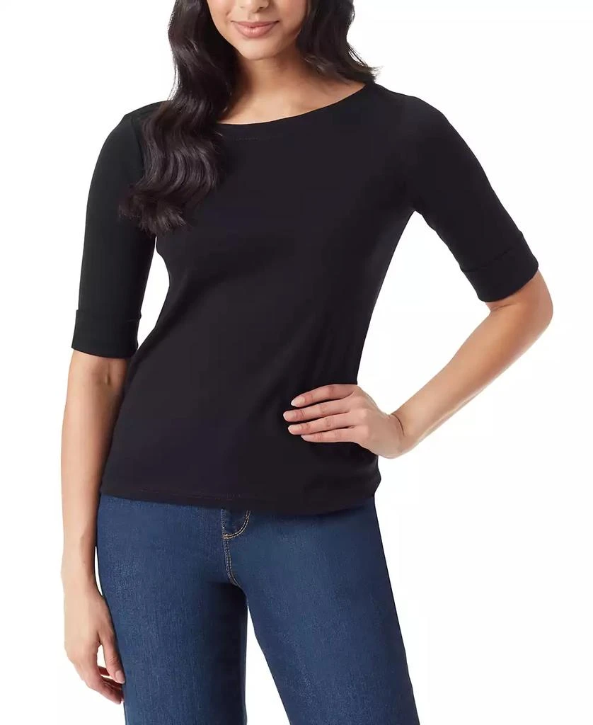 Gloria Vanderbilt Women's Alanis Boat Neck Elbow-Sleeve T-Shirt 1