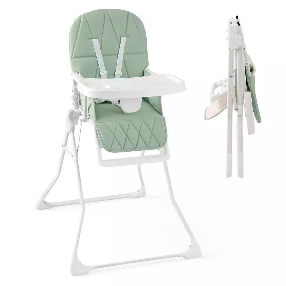 Slickblue Toddler Easy Clean Compact Highchair with Removable Adjustable Tray and PU Seat Cushion