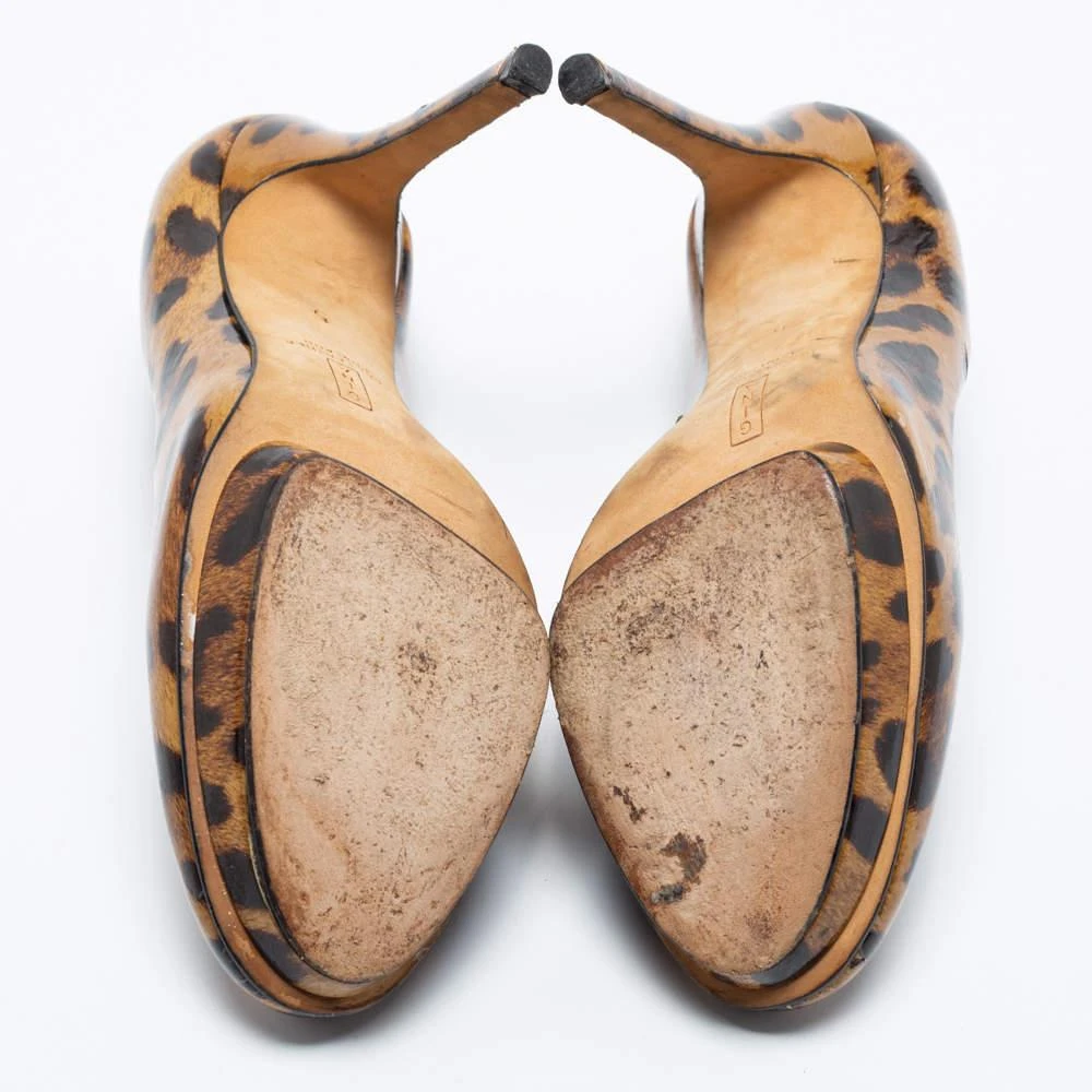 Gina Gina Brown Leopard Print Patent Leather Round Toe Pumps Size 38 6