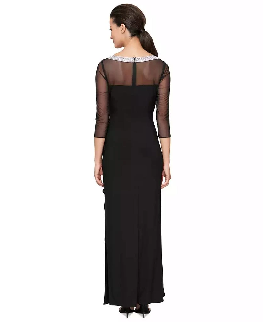 Alex Evenings Women's Embellished-Neck Side-Ruched Illusion Dress 2