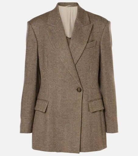 Brunello Cucinelli Herringbone wool-blend blazer 1