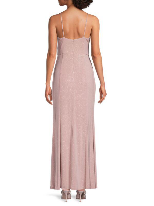 Eliza J Ruched Sparkle Knit Gown