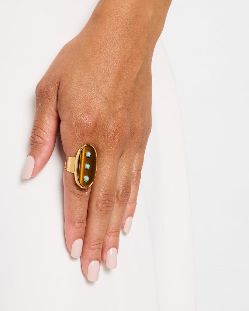 NEST Jewelry Tigers Eye Turquoise Studded Adjustable Ring