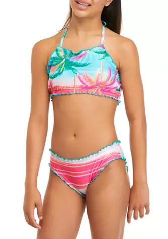 Breaking Waves Waves Girls 7 16 Lettuce Edge High Neck 2 Piece Bikini Swimsuit