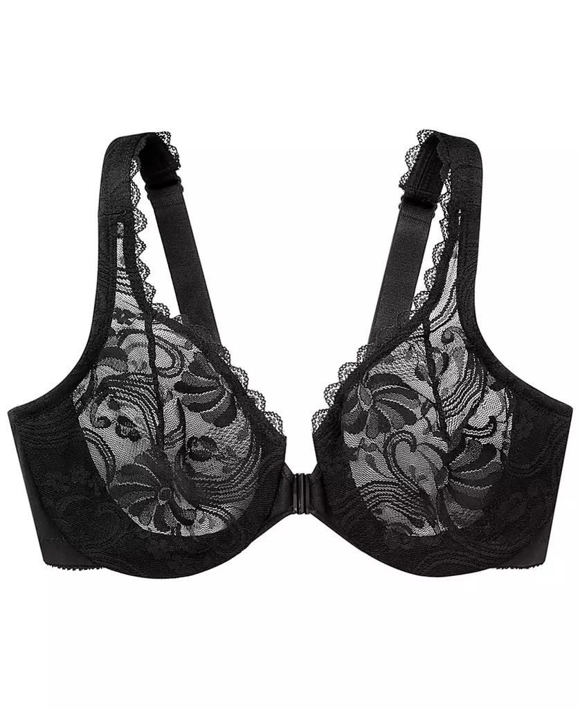 Glamorise Women's Full Figure Plus Size Wonderwire Front Close Stretch Lace Bra 9245 4