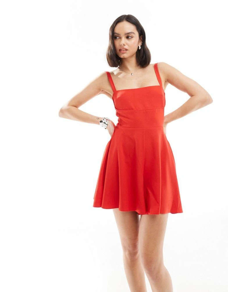 ASOS ASOS DESIGN bow back playsuit in red 4