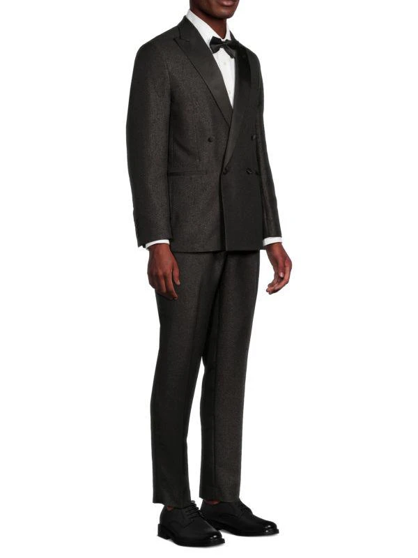 Karl Lagerfeld Paris Textured Solid Modern Fit Double Breasted Tuxedo 3