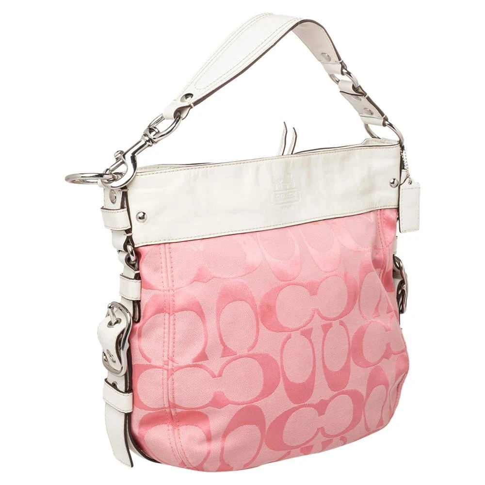 Coach Coach Pink/White Signature Canvas and Leather Hobo 3