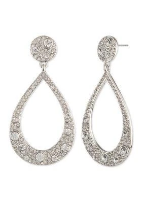 Givenchy Silver Tone Crystal Scatter Pavé Orbital Drop Earrings