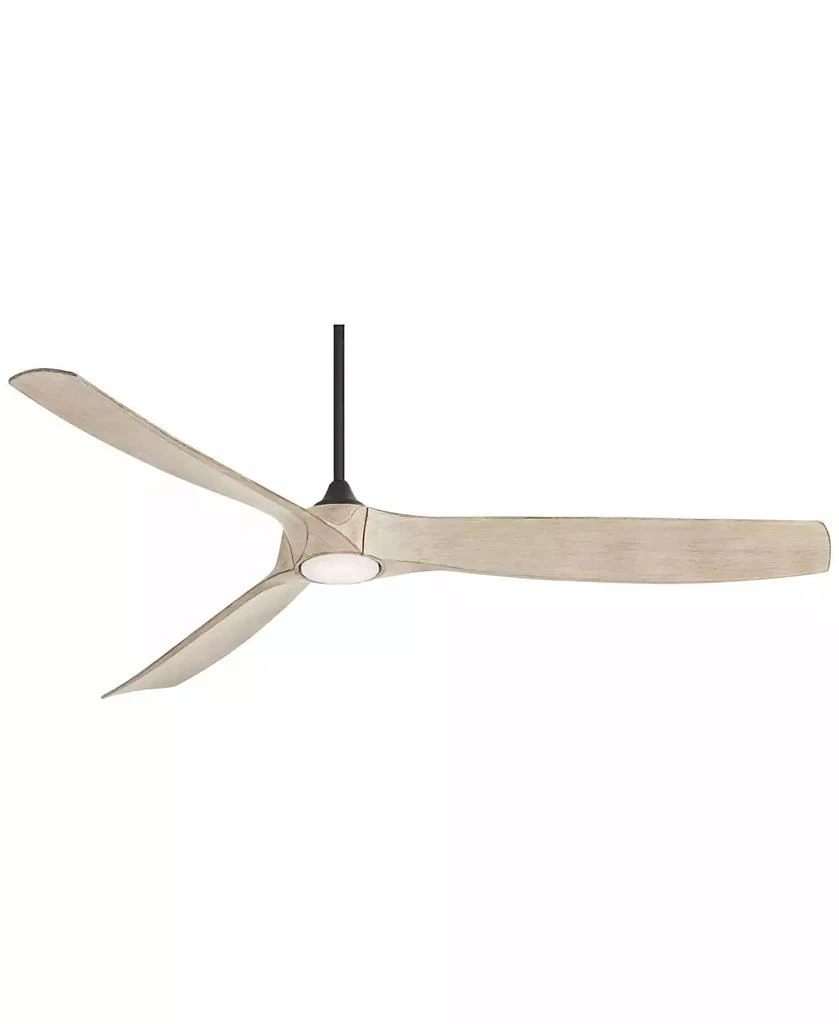 Casa Vieja 70" Kona Wind Indoor Outdoor Ceiling Fan 3 Blade LED Light Remote Control Black Finish Distressed White Oak Blades DC Motor Damp Rated
