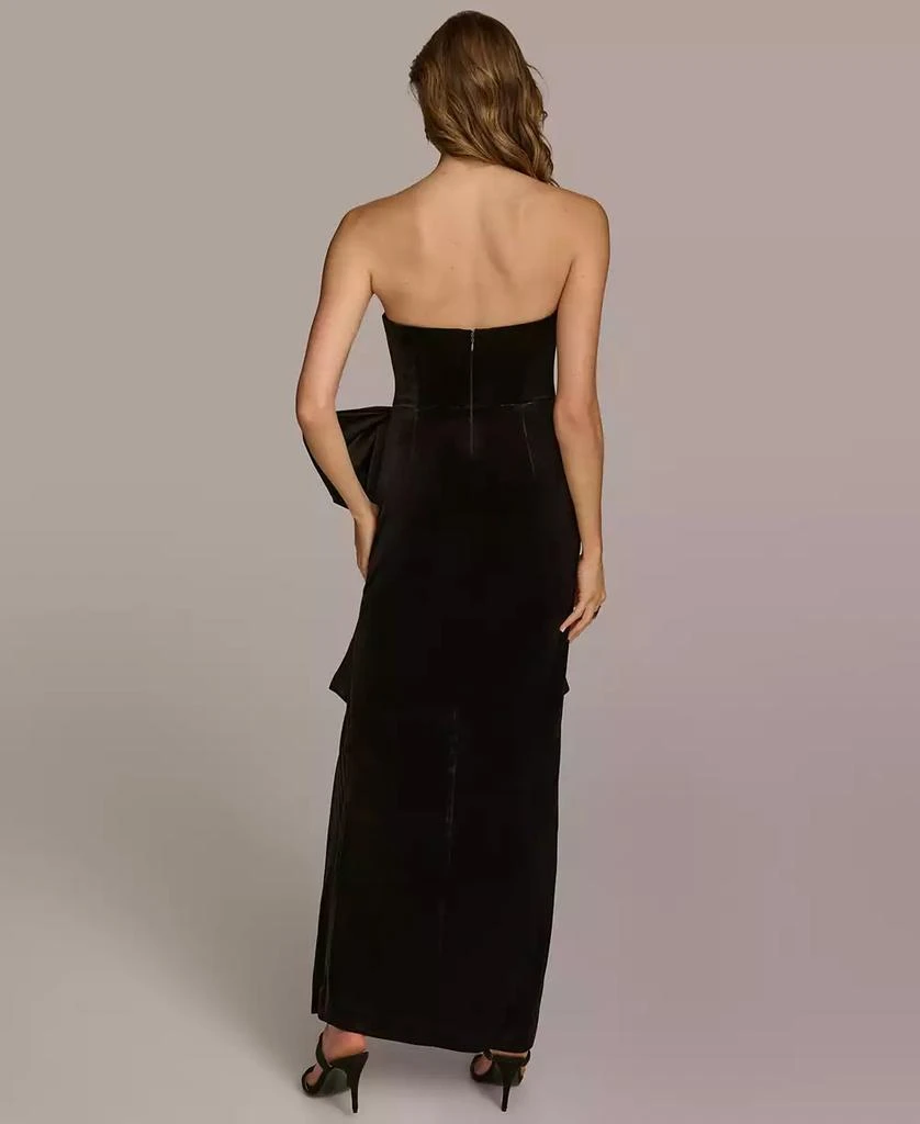 green emerald velvet dress Floral Jacquard Strapless Ruffle Gown | Gown